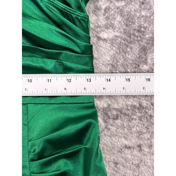 Stop Staring! Dress Medium Womens Green Satin Pinup Sheath Pencil - Picture 5 of 8